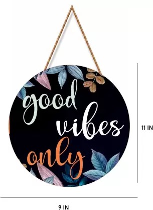Ocean Garnature  Good Vibes Only Wall Name Plate  (6 inch X 11 inch, Multicolor)