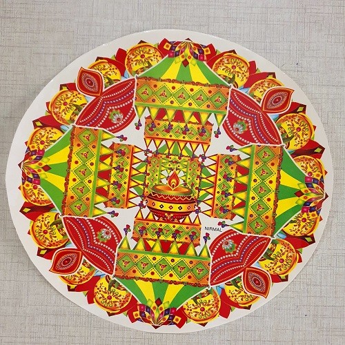 Ocean Garniture 10 Inch Colorful Rangoli (Deepak) Sticker Set for Diwali Decoration Self Adhesive Sticker  (Pack of 1)