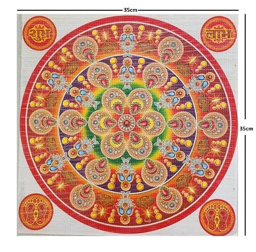 Ocean Garniture 14 Inch Floral Diwali Rangoli - With a Complimentary Pair of Shubh-Labh Self Adhesive Sticker  (Pack of 1)