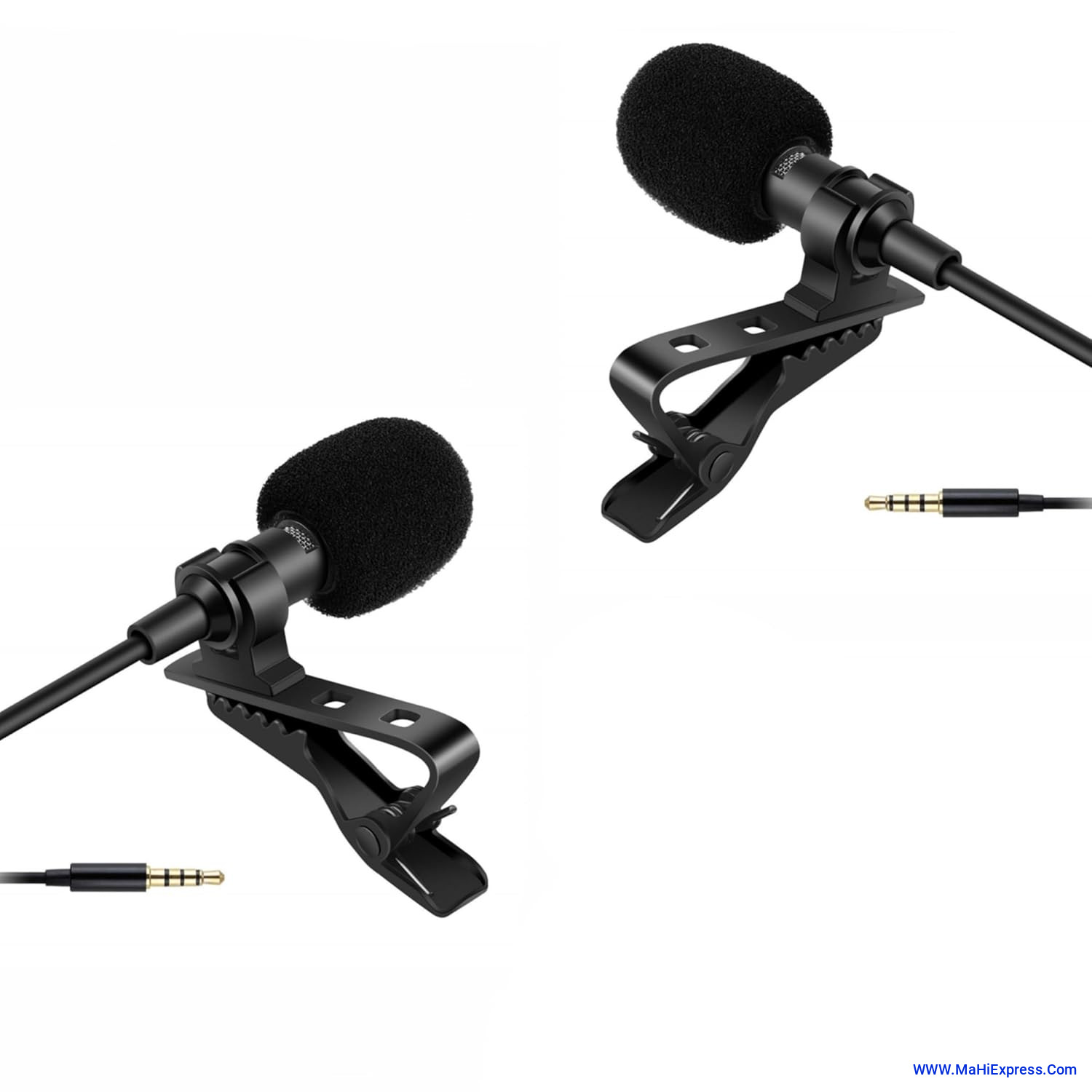 Sayeny Dynamic Lapel Collar Mic Voice Recording Filter Wired Microphone for Singing YouTube Smartphones, Black Pack of 2 (1.5 Meter)