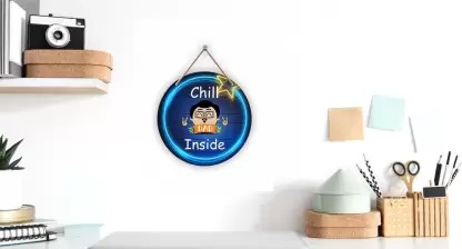 Ocean Garnature  Chill Dad Inside Blue round wooden wall hanging for home decor  (Blue)