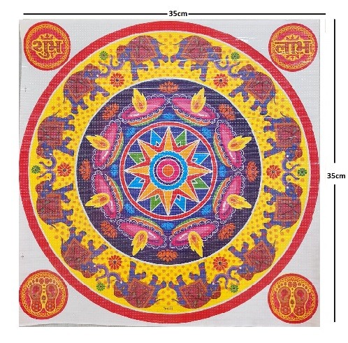 Ocean Garniture 14 Inch Designer Rangoli - With a complementary gift of shubh-labh Self Adhesive Sticker  (Pack of 1)