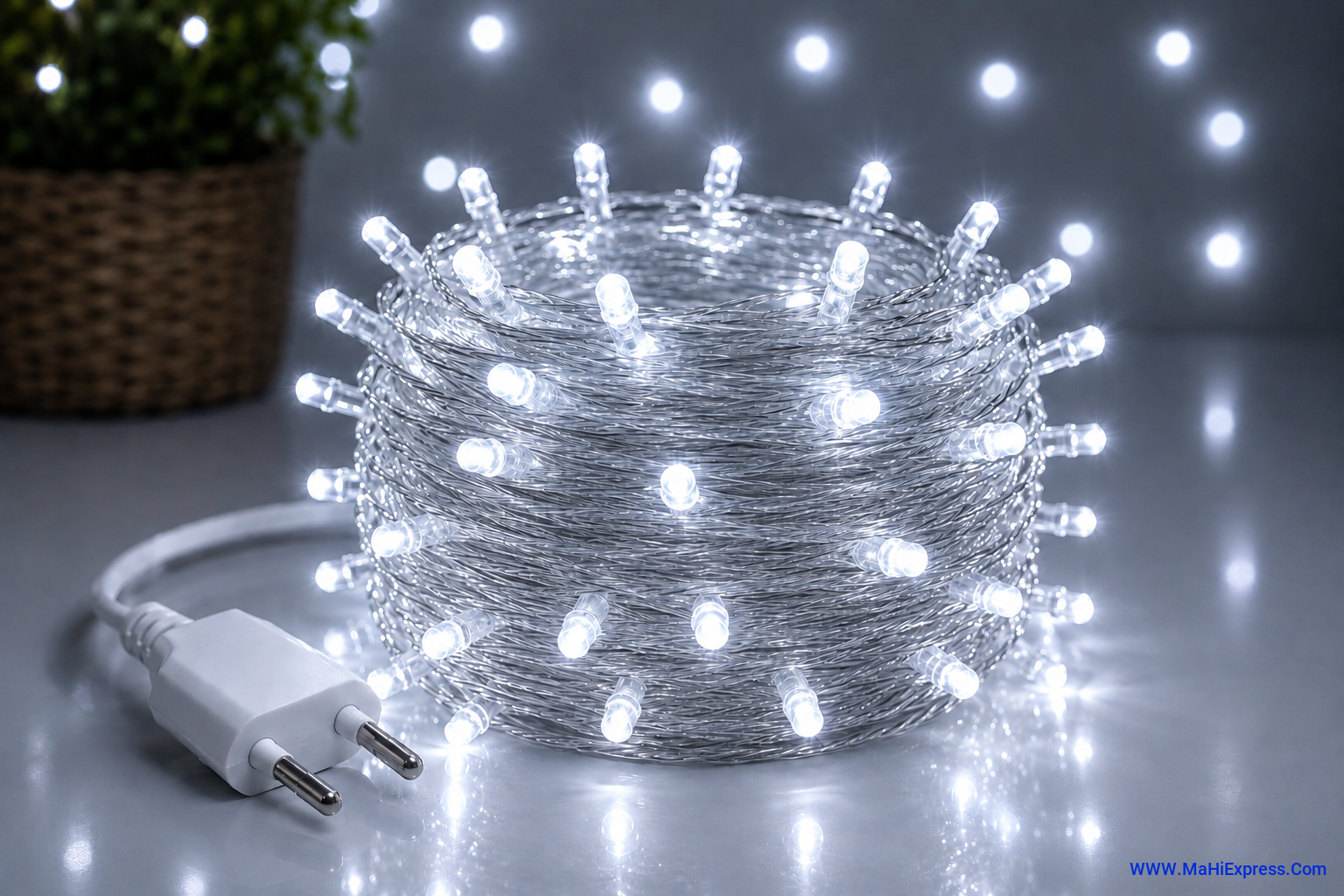 10 Meter 50 LED Cool White Rice Lights | Steady Glow Decorative Fairy String Lights for Home, Festival, Diwali, Mandir, Christmas & Party Decoration
