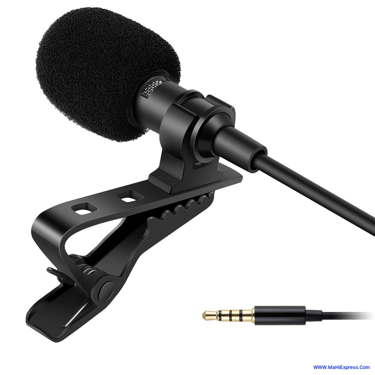 Sayeny Dynamic Lapel Collar Mic Voice Recording Filter Microphone for Singing Youtube SmartPhones, Black Microphone (1.5 Meter)