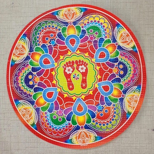 Ocean Garniture 10 Inch Colorful (1Pair of Feet with Flowers) Rangoli Sticker Set for Home Decoration Self Adhesive Sticker  (Pack of 1)