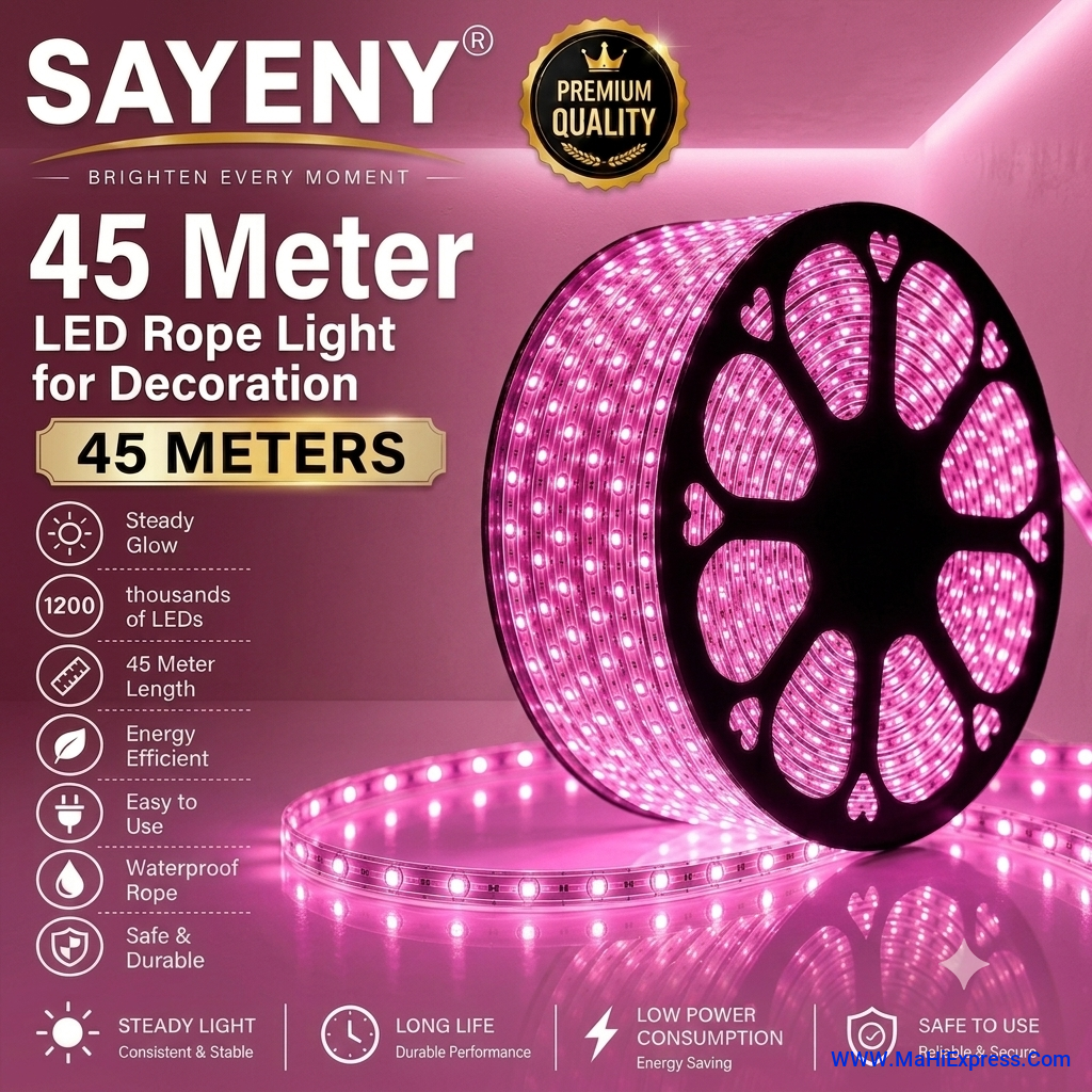 Sayeny 45 Meter LED Rope Light for Decoration – Waterproof SMD Cove Light for Ceiling, Home Décor, LED Pipe Light for Diwali, Festival, Indoor & Outdoor Use (Pink)