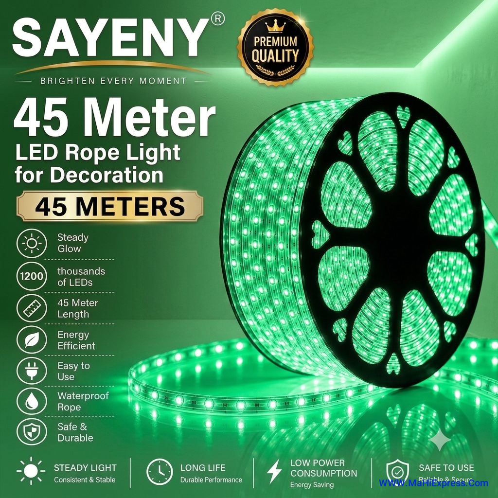 Sayeny 45 Meter LED Rope Light for Decoration – Waterproof SMD Cove Light for Ceiling, Home Décor, LED Pipe Light for Diwali, Festival, Indoor & Outdoor Use (Green)