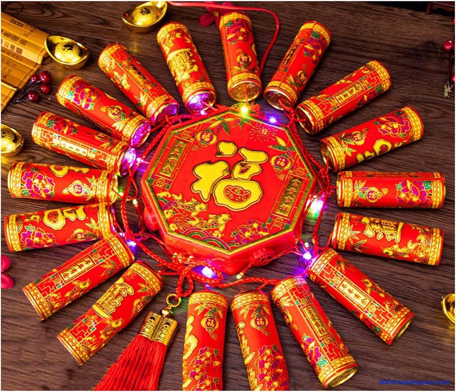 Sayeny Electronic Loud Firecrackers E-Cracker Smokeless Ladi with Remote and LED Light for Diwali New Year Celebration