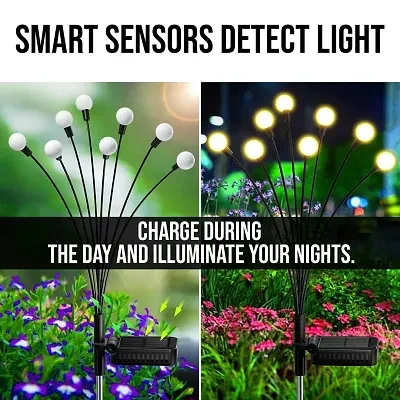 Sayeny Innovation Home Inside Firefly Outdoor Solar Lights 8 LED with Flash Mode, Starburst Swaying Warm Garden Light | Path Lights for Pots, Balcony, Crystal Ball Firefly 8 Light