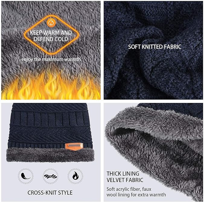 Sagar Apparel Women & Men Hat & Scarf, Velvet Neck Scarf Beanie Hat Skiing Hat Hiking Sports for Autumn Winter, Free Size (Muffler Or Topi)
