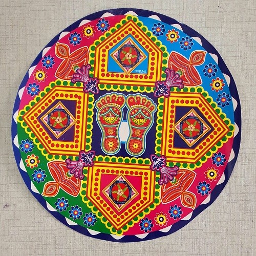 Ocean Garniture 10 Inch Colorful (1Pair of Feet in 4 Pents) Rangoli Sticker Set for Home Decoration Self Adhesive Sticker  (Pack of 1)