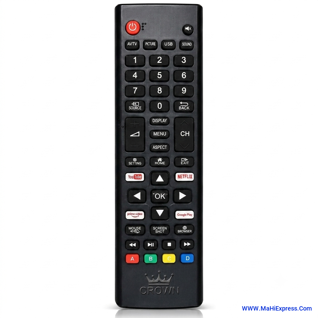 Crown TV Remote Compatible with Crown Smart LED LCD TV Models, Replacement Remote Control, LED 493