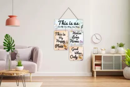 Ocean Garnature Good Vibes Only Decorative Wooden Wall Hanger for Home Decor Accessory  (21 inch X 12 inch, Beige)