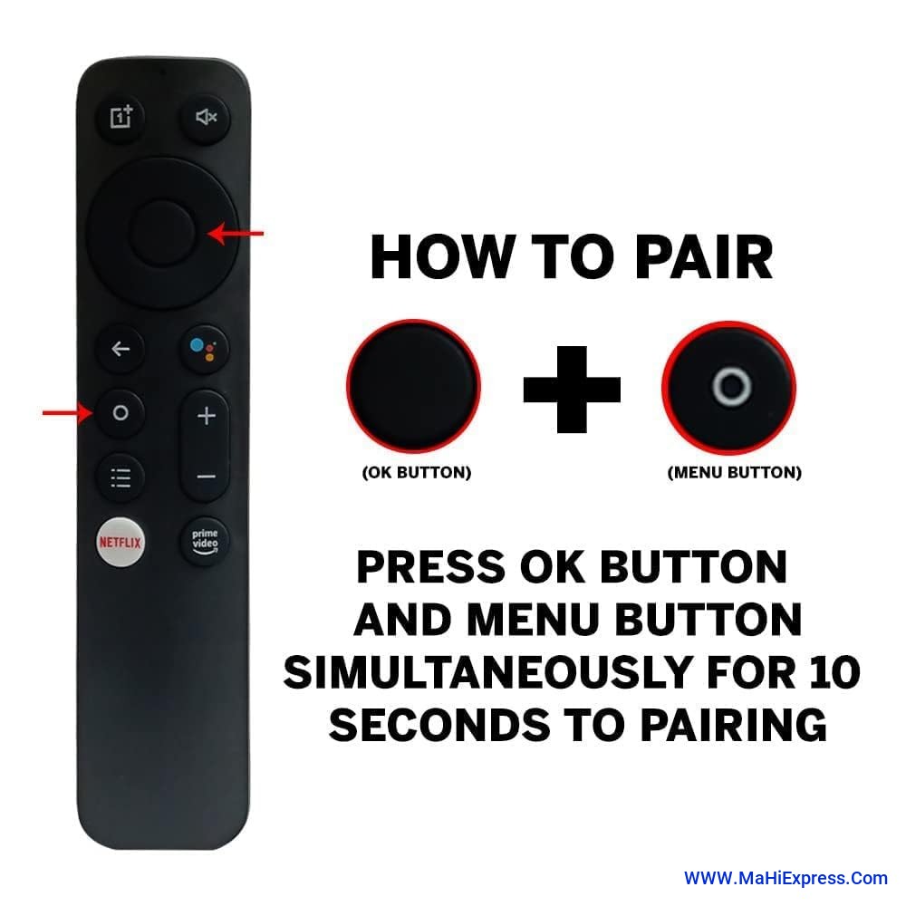 Sayeny Compatible Oneplus Bluetooth Voice Command Remote Android Smart LED TV for Q, U and Y Series with Netflix YouTube and Prime Video Hot Keys with Voice Command (One Plus VOI ce ver 2)