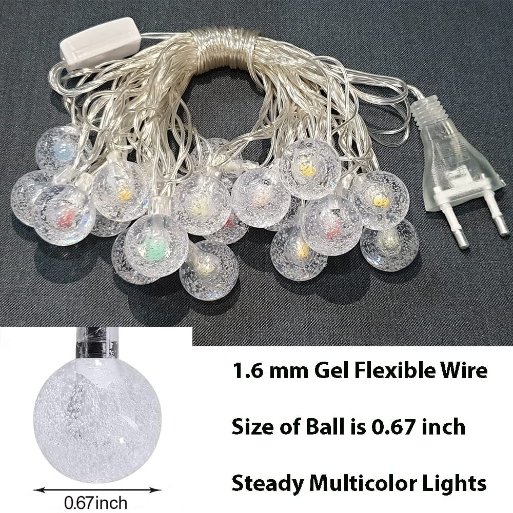 Sayeny 16 Led Crystal Bubble Ball String Fairy Lights For Decortaion Diwali Christmas Xmas Light For Diwali Home Decorations Lighting (Multicolor, 3 Meter)